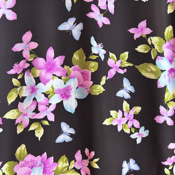 VTG Y2K 90's Floral Butterfly Modest Romantic Whimsy Fairy Midi Dress MEDIUM - Picture 3 of 9